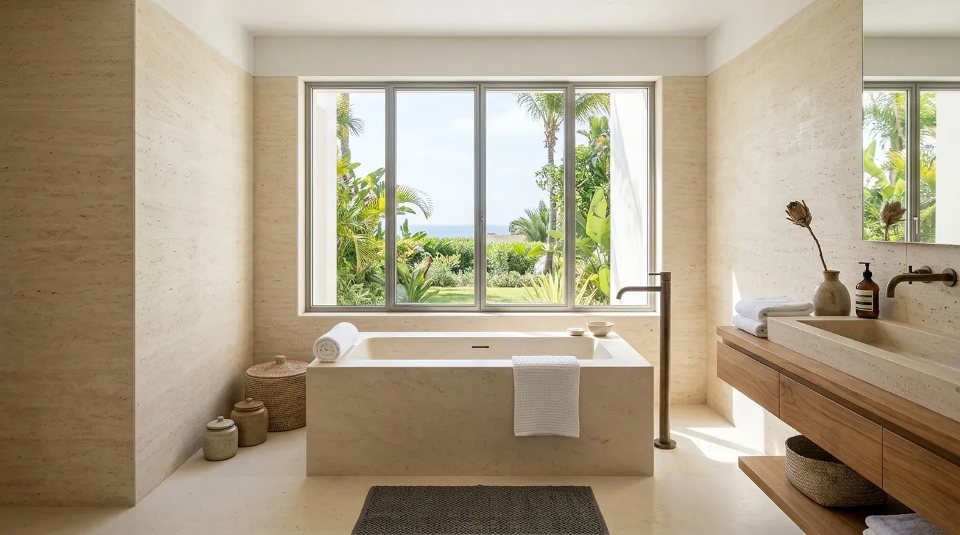 A villa bathroom, interior render