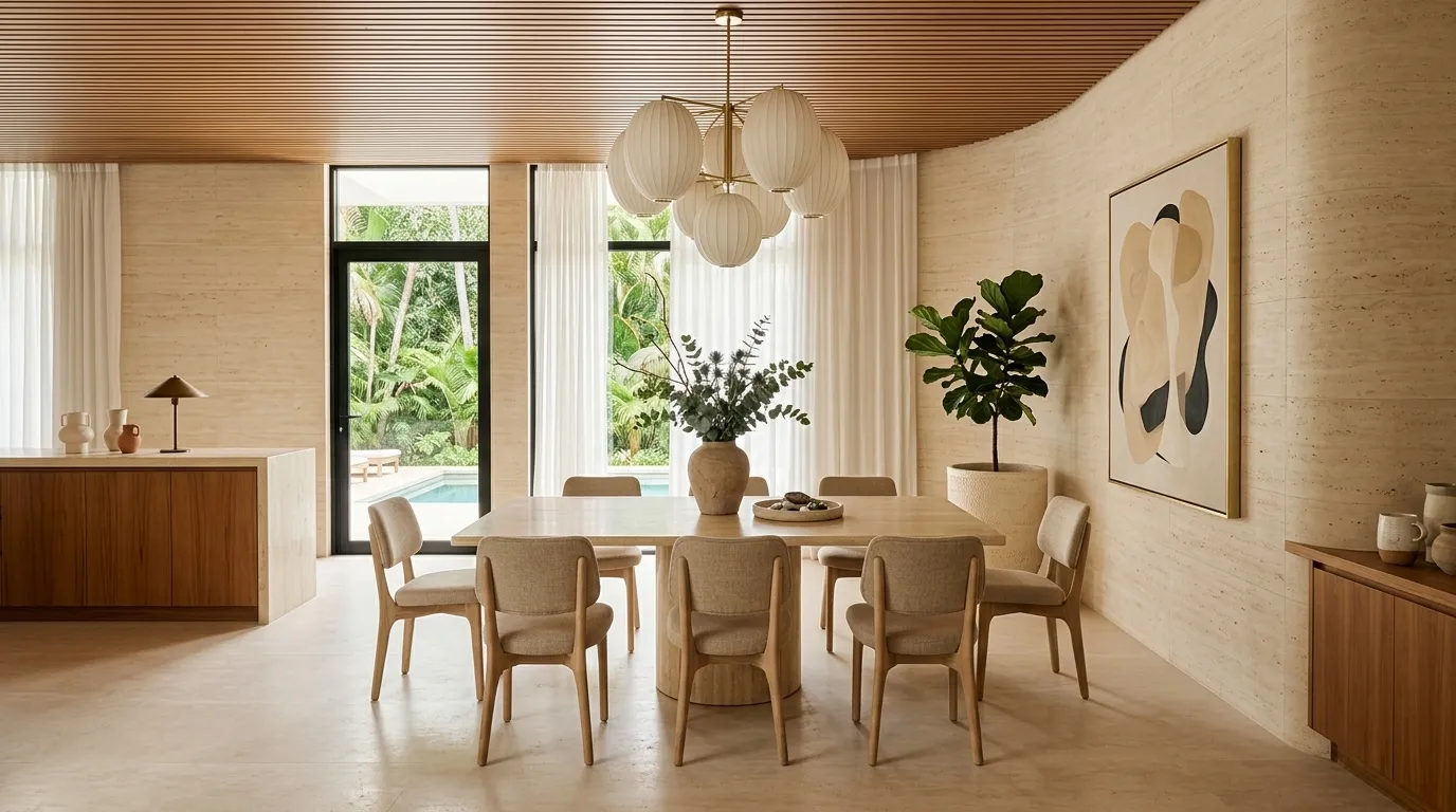 Villa dining room, interior render