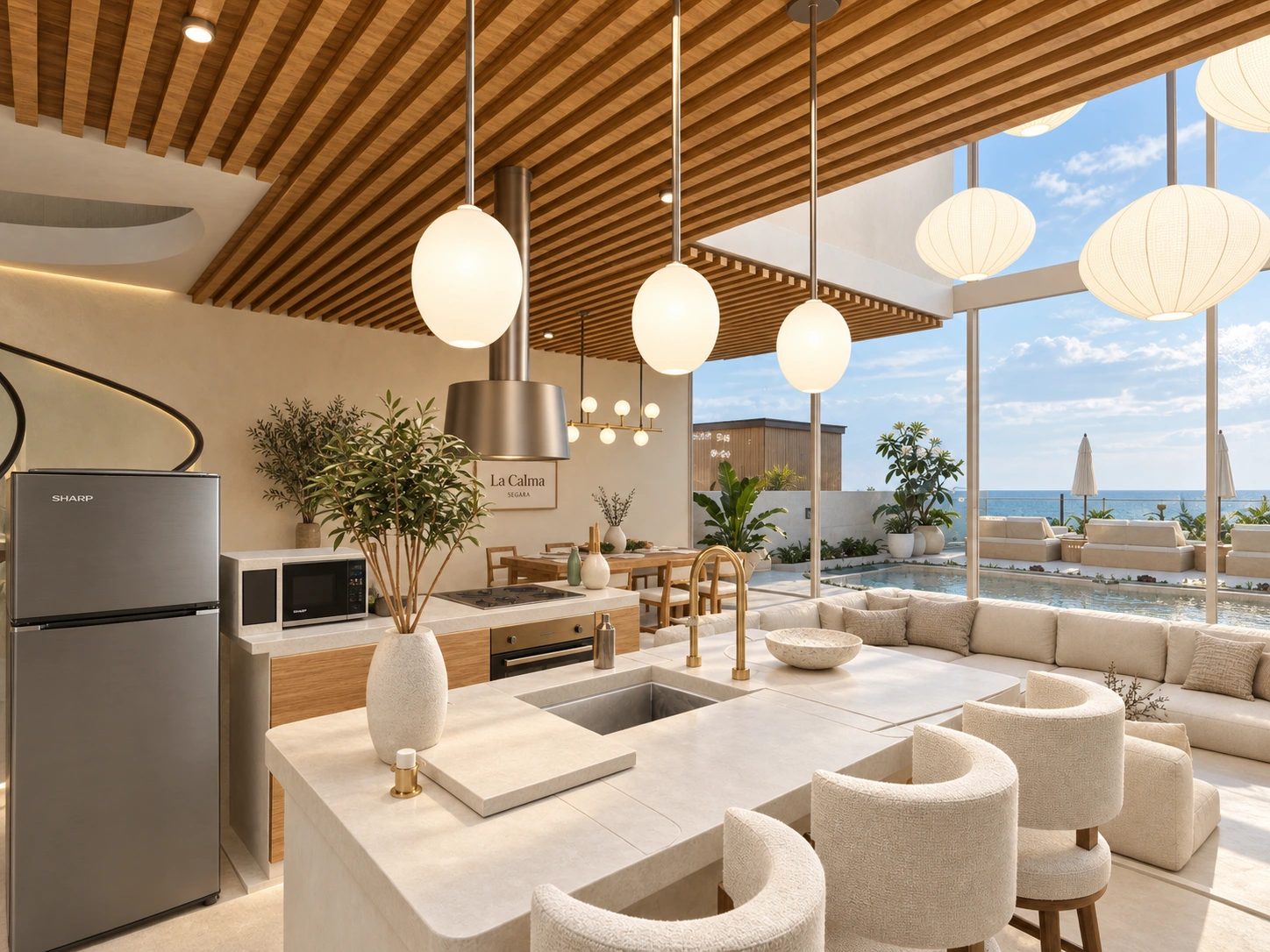Proposed Segara Cliff kitchen and Sharp two-door refrigerator.